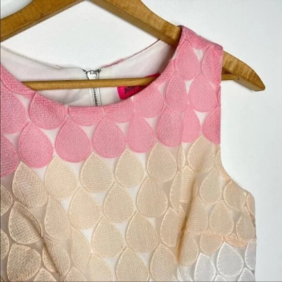 Betsy Johnson Pink Ombre Tear Drop Layered Lace Dress Size 12 - Picture 3 of 9